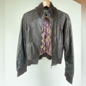 Danier leather jacket, silk lining, ribbed detailing